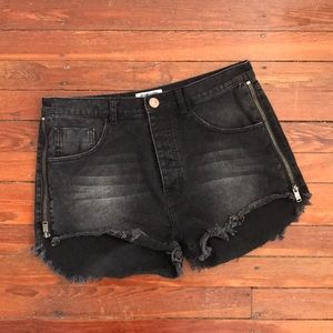 ONE TEASPOON black denim shorts